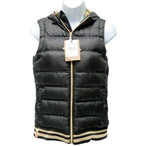 NWT Bonfire Snowboarding Company Women's Puffer Down Hooded Vest, Black, XS